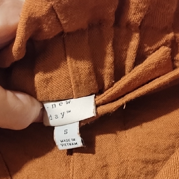 A New Day Lime New Women's Brown Tie-Waist Pants Size Small, Elastic Waist. - Picture 3 of 11